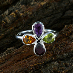 Aiko Multicolor Gemstone Floral Ring with Sterling Silver