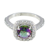 Kristine Multicolor Gemstone Halo Ring with Sparkling Accent Mystic Quartz Multicolor