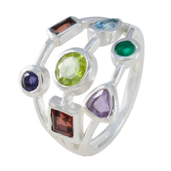 Andrea multicolor gemstone hepta ring sterling silver open band with seven colorful gem settings