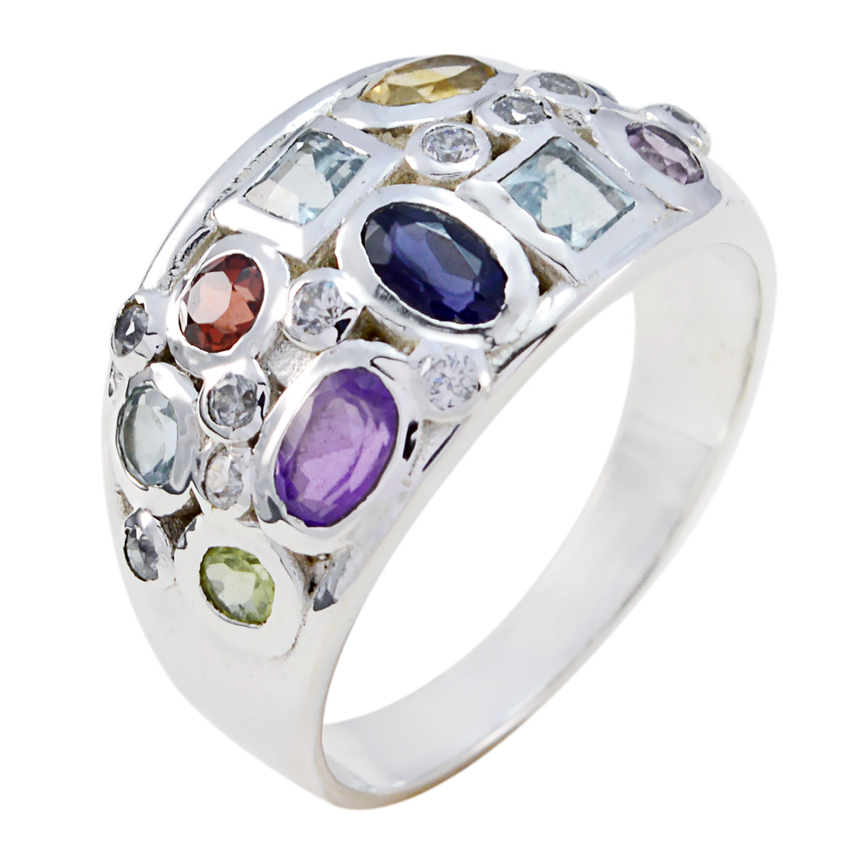 Ananya Multicolor Gemstone Ring Sterling Silver Multi Stone Multicolor