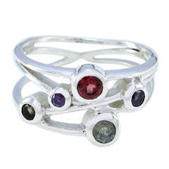 Eva multicolor gemstone ring for women featuring five colorful stones in sterling silver band