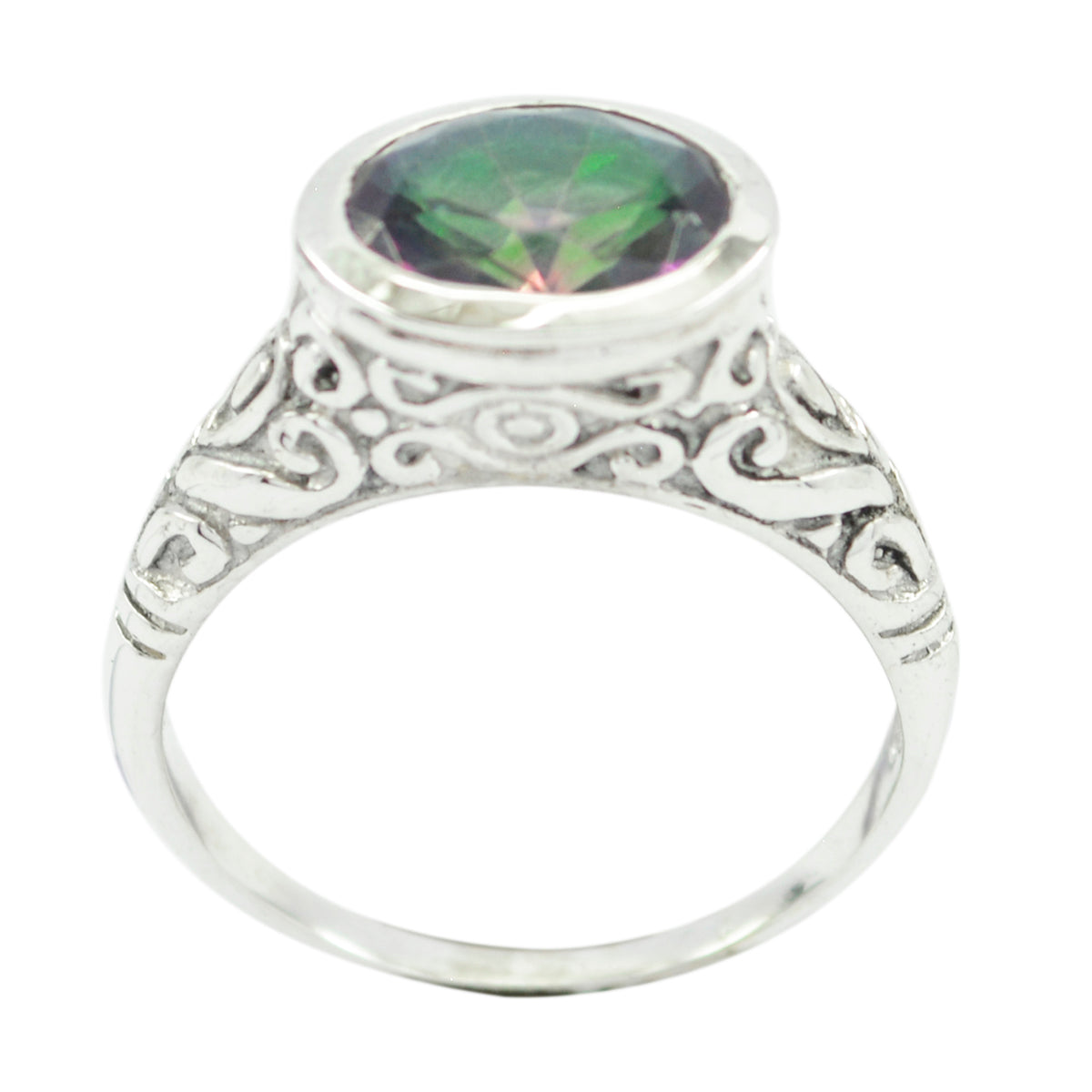Sofia Multicolor Gemstone Ring with Vintage Silver Design Mystic Quartz Multicolor