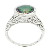 Sofia Multicolor Gemstone Ring with Vintage Silver Design Mystic Quartz Multicolor