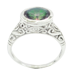 Sofia Multicolor Gemstone Ring with Vintage Silver Design Mystic Quartz Multicolor