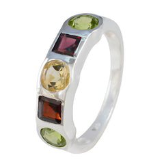 Emma multicolor gemstone ring sterling silver band with peridot citrine and garnet accents