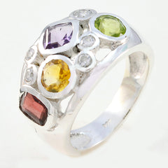 Isabella sterling silver multicolor gemstone ring with amethyst peridot citrine garnet and diamond accents