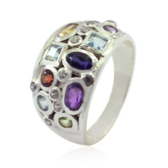Agustina Multicolor Gemstone Statement Ring in Silver