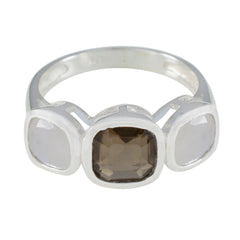 Isla multicolor gemstone trilogy ring with three square-cut stones set in silver band