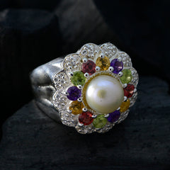 Clara Multicolor Halo Cocktail Ring with Pearl Accent