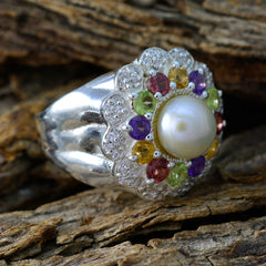 Clara Multicolor Halo Cocktail Ring with Pearl Accent