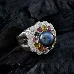 Claire Multicolor Halo Ring with Pearl and Gemstones