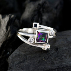 Lourdes Multicolor Halo Ring for Women Silver Gemstone