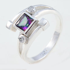 Lourdes Multicolor Halo Ring for Women Silver Gemstone