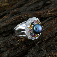 Claire Multicolor Halo Ring with Pearl and Gemstones