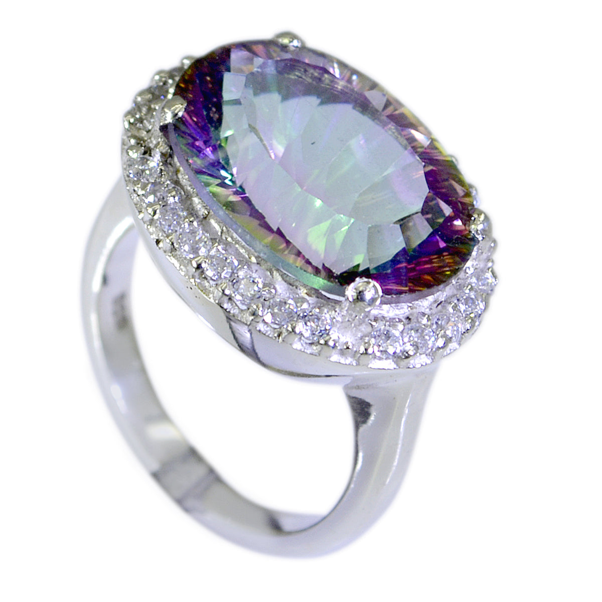 Siti Multicolor Halo Ring with Sparkling Gemstones Mystic Quartz Multicolor