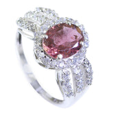 Charlotte Multicolor Halo Ring with Pink Gemstone Tourmaline Multicolor