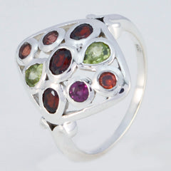 Aisha Multicolor Navratna Ring in Sterling Silver
