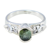 Nova Multicolor Solitaire Gemstone Ring with Silver Band Tourmaline Multicolor