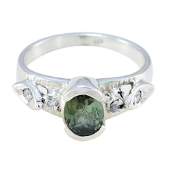 Nova Multicolor Solitaire Gemstone Ring with Silver Band Tourmaline Multicolor