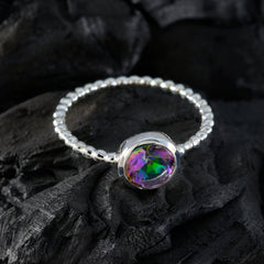 Hazel Multicolor Solitaire Ring with Beaded Band