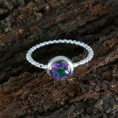 Hazel Multicolor Solitaire Ring with Beaded Band