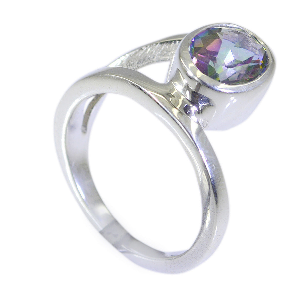 Amanda Multicolor Solitaire Ring with Sparkling Gemstone Mystic Quartz Multicolor