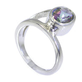 Amanda Multicolor Solitaire Ring with Sparkling Gemstone Mystic Quartz Multicolor