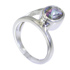 Amanda Multicolor Solitaire Ring with Sparkling Gemstone Mystic Quartz Multicolor