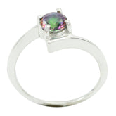 Nari Multicolor Solitaire Ring with Silver Setting Mystic Quartz Multicolor