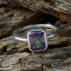 Aria Multicolor Solitaire Ring with Silver Band