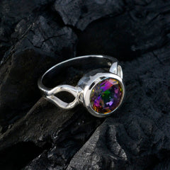 Aurora Multicolor Solitaire Ring in Sterling Silver