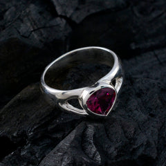 Maria multicolor solitaire ring with heart-shaped red gemstone set in silver band