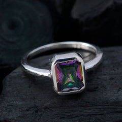 Aria Multicolor Solitaire Ring with Silver Band