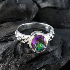 Skylar Multicolor Solitaire Ring with Silver Band