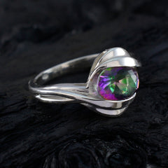Mia Multicolor Solitaire Ring with Silver Band