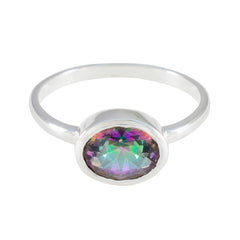 Haruka Multicolor Solitaire Ring for Women - Elegant Gemstone Mystic Quartz Multicolor