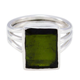 Anna Multicolor Solitaire Ring with Green Gemstone Tourmaline Multicolor