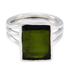 Anna Multicolor Solitaire Ring with Green Gemstone Tourmaline Multicolor