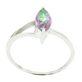 Aiko Multicolor Solitaire Ring with Pear-Shaped Gemstone Mystic Quartz Multicolor