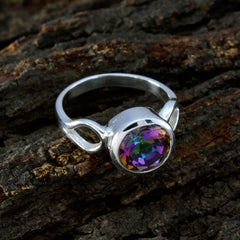 Aurora Multicolor Solitaire Ring in Sterling Silver
