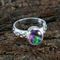 Skylar Multicolor Solitaire Ring with Silver Band