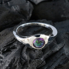 Nisa Multicolor Solitaire Ring with Silver Finish
