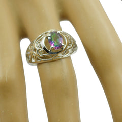 Liyana Multicolor Solitaire Ring with Intricate Silver Design