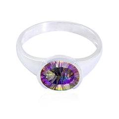 Mei Multicolor Solitaire Ring with Sparkling Gemstone Mystic Quartz Multicolor