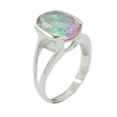 Aisha Multicolor Solitaire Ring with Gemstone Glow Mystic Quartz Multicolor