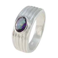 Riya Multicolor Solitaire Ring with Silver Band