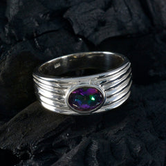 Riya Multicolor Solitaire Ring with Silver Band