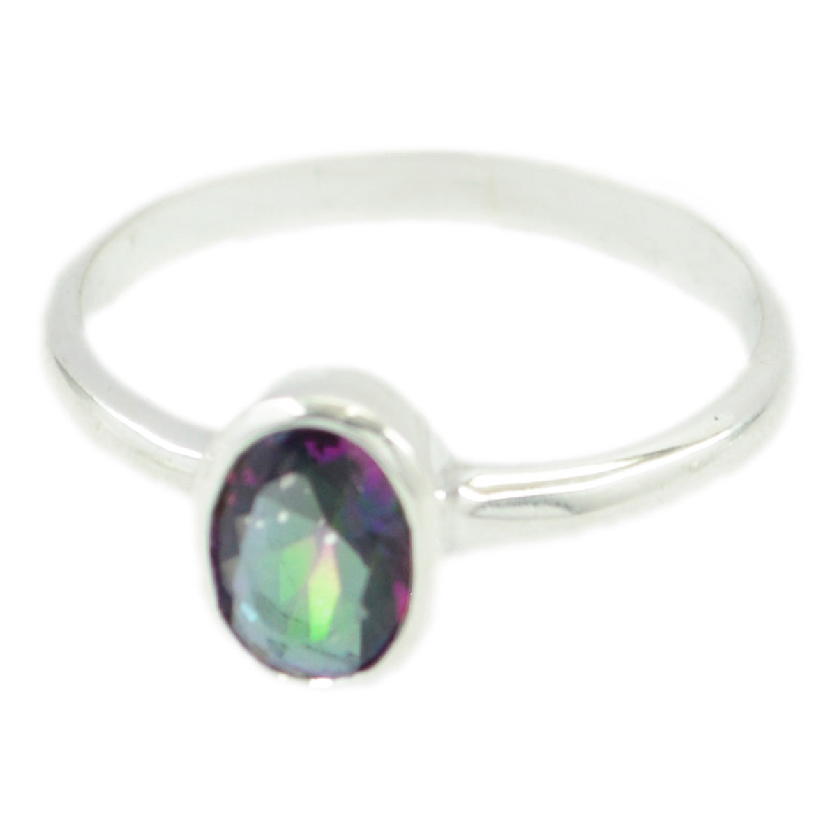 Haruka Multicolor Solitaire Ring with Gemstone Glow Mystic Quartz Multicolor