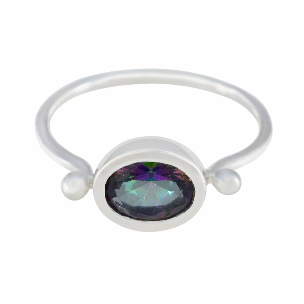 Charlotte Multicolor Solitaire Ring Elegant Gemstone Mystic Quartz Multicolor