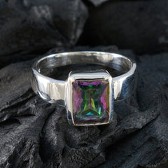 Sophia Multicolor Solitaire Ring with Silver Band